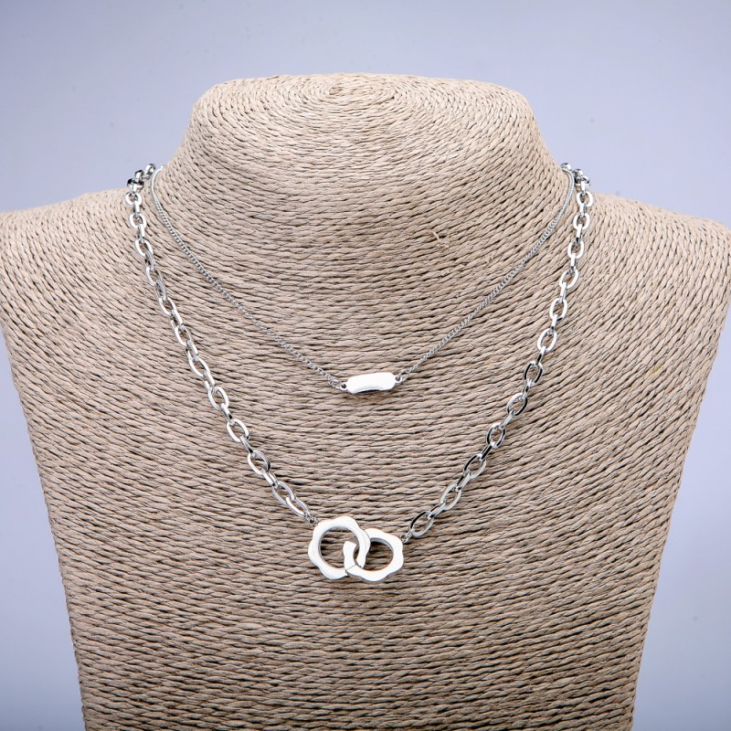 Xuping-Kette mit Rhodiumbeschichtung und Anhänger, Glieder 4,5 mm bzw. 1,5 mm, Länge 48 cm