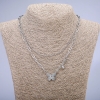 Xuping-Kette mit Anhänger und weißem Strassstein, rhodiniert, Dicke 4 mm bzw. 1,7 mm, Länge 46 cm