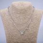 Xuping-Kette mit Anhänger und weißem Strassstein, rhodiniert, Dicke 4 mm bzw. 1,7 mm, Länge 46 cm