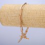 Xuping-Armband mit 18K-Vergoldung, weiße Strasssteine, Dicke ca. 5 mm (+/-) und 1,8 mm (+/-), Länge 20 cm (+)