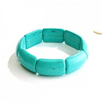 Armband aus elastischem Gummiband – grüner Türkis mit Adern, rechteckige Steine 17×26 mm (±)