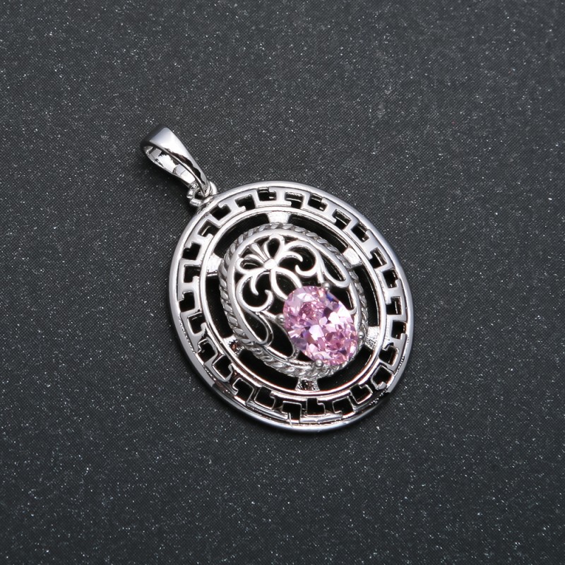 Xuping Rhodium-Anhänger mit rosa Kristall, Durchmesser 29 × 19 mm +