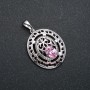 Xuping Rhodium-Anhänger mit rosa Kristall, Durchmesser 29 × 19 mm +