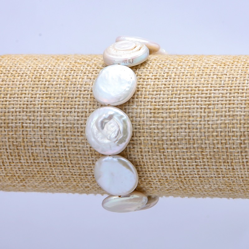Armband aus Barockperlen auf Elastikband, Durchmesser 17 mm, Länge 18 cm +