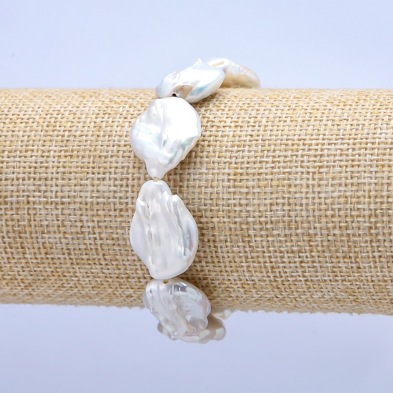 Armband aus elastischem Band mit Barockperlen, Durchmesser 22 × 15 mm, Länge 18 cm