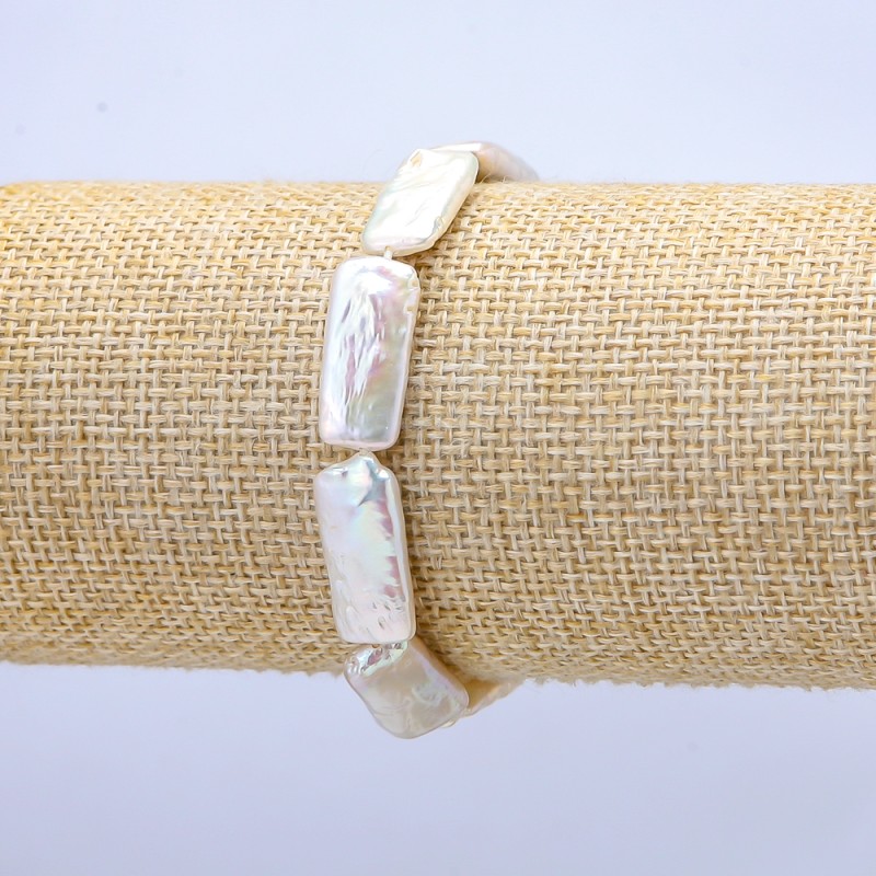 Elastisches Armband mit Barockperlen, Durchmesser 9 × 21 mm, Länge ca. 18 cm