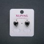 Ohrringe Herzform von Xuping – Ohrstecker mit schwarzem Kristall, 18K-Vergoldung, Durchmesser 9 mm