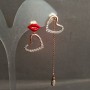 Ohrringe Xuping 18K-Vergoldung mit weißen Strasssteinen und roter Emaille, Durchmesser 15 mm + -, Länge 66 mm +