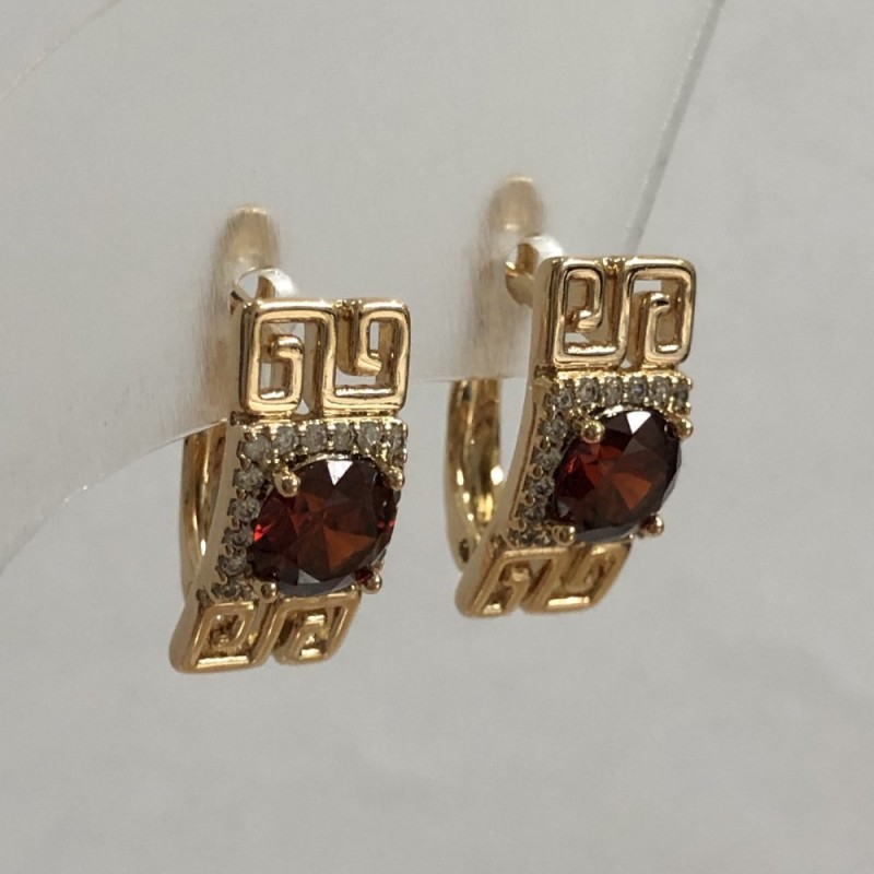 Ohrstecker Xuping 18K-Vergoldung mit weißen Strasssteinen und roten Kristallen, Durchmesser 16x8 mm +