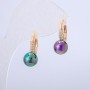 Xuping Ohrringe Vergoldung 18K mit weißen Strasssteinen und schwarzen Benzin-Seed-Beads, Länge 19 mm +