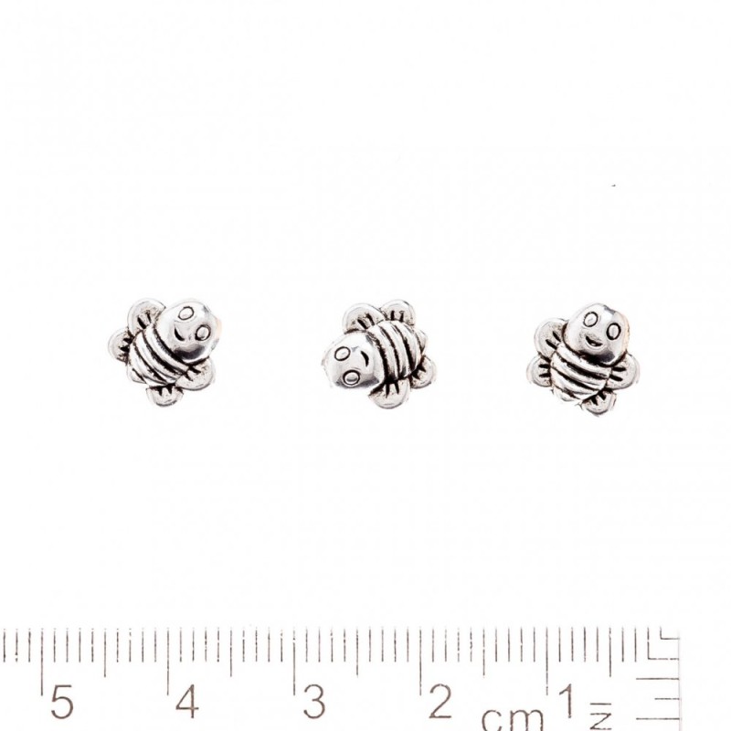 Perle 'Verrückte Biene' 8x9 mm Lochdurchmesser 1,5 mm Metallfarbe Silber Verpackung 20 g ±31 Stück