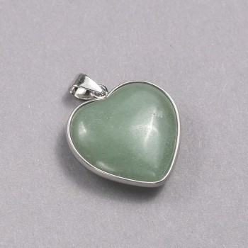 Anhänger Herz aus Jade in silberfarbener Fassung, Durchmesser 26×26 mm+