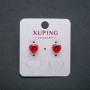 Herz‑Ohrstecker von Xuping – Kugel-Ohrstecker, 18K-Vergoldung, roter Kristall, Durchmesser 8 mm
