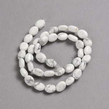 Kaholong-Perlen auf der Schnur, Naturstein, glatte ovale Perlen, Durchmesser 10x8 mm + -, Länge 39 cm +