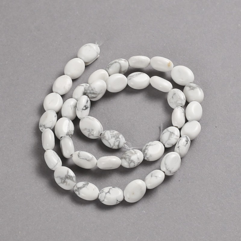 Kaholong-Perlen auf der Schnur, Naturstein, glatte ovale Perlen, Durchmesser 10x8 mm + -, Länge 39 cm +