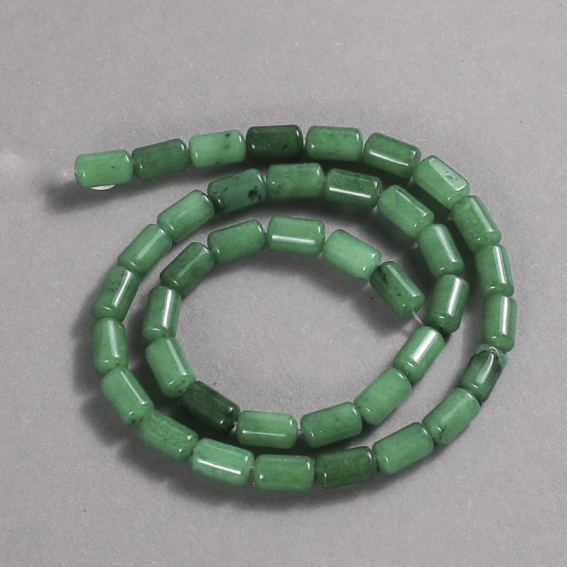 Perlen auf einer Schnur aus Chrysopras – glatte Zylinderperlen, Maße 10 x 6 mm, Länge 41 cm