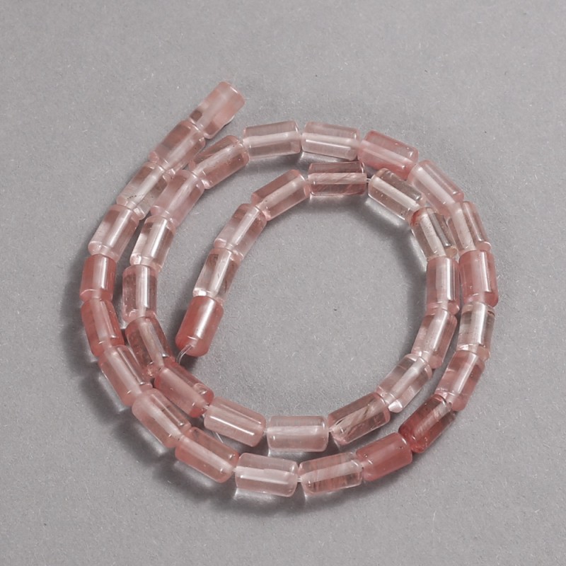 Chalzedon-Perlen auf Schnur, glatte Zylinderform, Durchmesser 10 × 6 mm, Länge ca. 41 cm