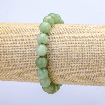 Armband aus facettierten Jade-Kügelchen 10 mm auf Elastikband (künstliche Jade), Durchmesser ca. 10 mm