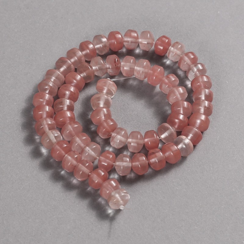 Chalzedon-Perlen auf Schnur, glatte Rondell-Perlen, Durchmesser 9 × 7 mm, Länge ca. 39 cm
