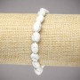Elastisches Armband aus natürlichem Kaholong – glatte ovale Steine, Durchmesser ca. 10 × 8 mm, Länge ca. 18 cm