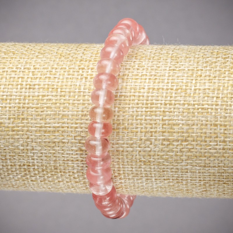 Elastisches Armband aus Chalzedon, glatte Rondellen, Durchmesser ca. 8×5 mm, Länge ca. 18 cm