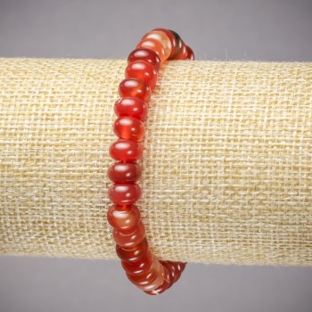 Armband aus Karneol auf Elastikband, glatte Rondellen, Durchmesser 8 × 5 mm, Länge ca. 18 cm