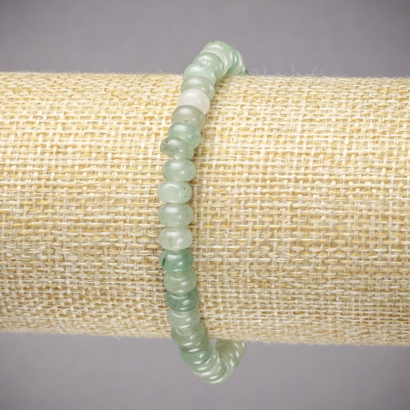 Elastisches Armband aus echtem Nephrit, glatte Rondellen, Durchmesser 6×4 mm, Länge 18 cm