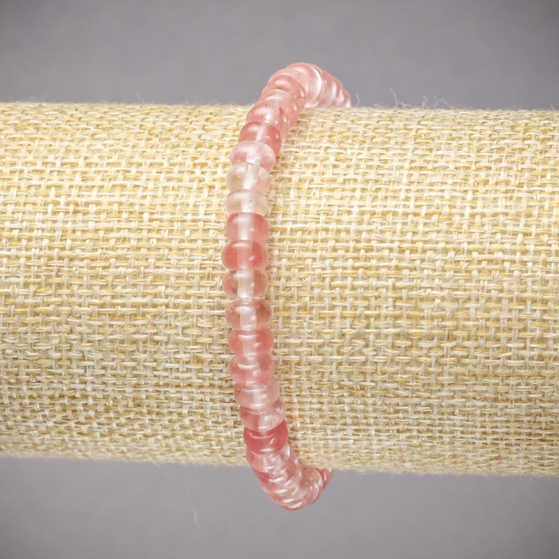 Armband aus Chalzedon auf Elastikband, glatte Rondellen, Durchmesser ca. 6 × 4 mm, Länge ca. 18 cm
