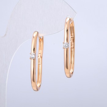 Ohrringe Xuping 18K-Vergoldung mit weißem Strassstein, Dicke ca. 2,5 mm, Länge ca. 30 mm
