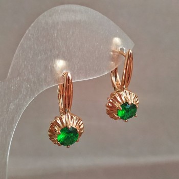 Ohrringe Xuping mit 18K-Vergoldung und grünem Kristall, Durchmesser 27 × 10 mm +