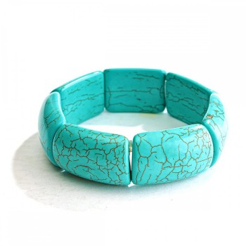 Armband aus grünem Türkis mit Adern, große rechteckige Steine 20×30 mm