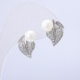 Ohrringe Xuping Rhodiumbeschichtung mit weißen Strasssteinen und einer weißen Perle, Durchmesser 16×14 mm +