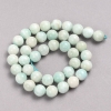 Larimar-Perlen auf Schnur, natürlicher Stein, glatte Kugeln, Durchmesser 10 mm, Länge 39 cm + -