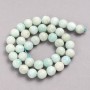 Larimar-Perlen auf Schnur, natürlicher Stein, glatte Kugeln, Durchmesser 10 mm, Länge 39 cm + -