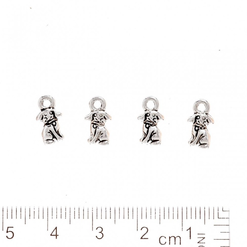 Anhänger Hund 12x6 mm, Schmuckzubehör, Verpackung 20 g, ±37 Stück