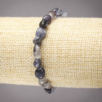 Elastisches Armband aus natürlichem Iolith, trommelgeschliffen, Durchmesser 8 × 6 mm+