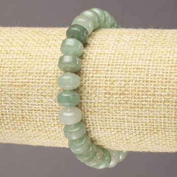 Armband aus elastischem Gummiband aus natürlichem Nephrit, glatte Rondellen, Durchmesser 9×7 mm+