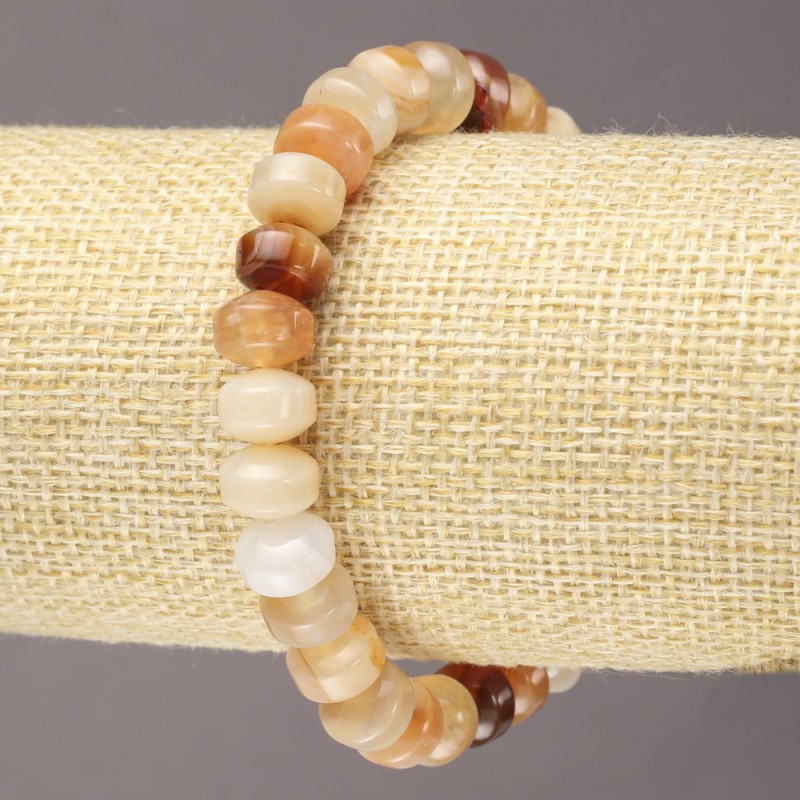 Elastisches Armband aus natürlichem Karneol, glatte Rondellen, Durchmesser 9×7 mm+