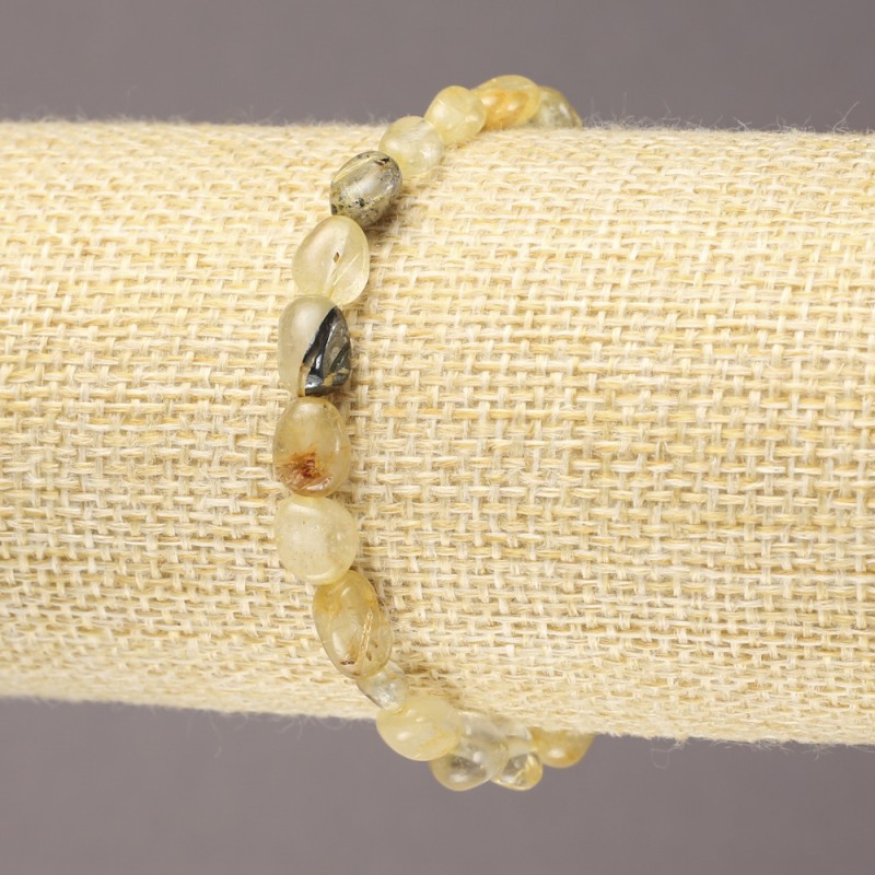 Elastisches Armband aus Naturstein – Rutilquarz, gehämmert, Ø 8 x 6 mm +
