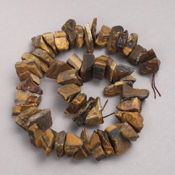 Tigerauge-Nugget-Perlen roh auf Schnur, Durchmesser ca. 10×18 mm, Länge ca. 42 cm