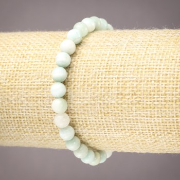 Elastisches Armband aus Larimar mit glatten Kugeln, Durchmesser ca. 6 mm+