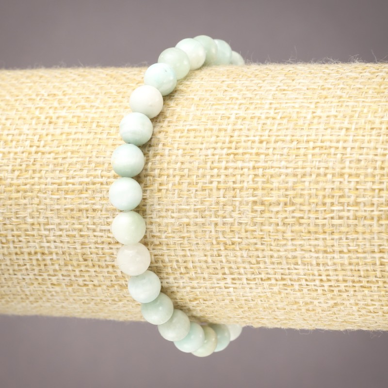 Elastisches Armband aus Larimar mit glatten Kugeln, Durchmesser ca. 6 mm+
