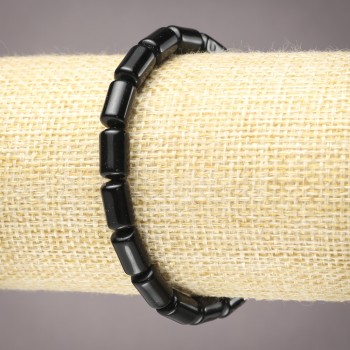 Achat-Armband auf Elastikband, glatte zylindrische Perlen, Maße 10 × 6 mm