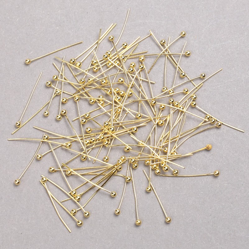 Kopfstifte mit Kugelkopf aus zitronengoldfarbenem Metall, Länge 20 mm, 250 g