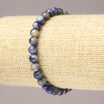 Armband aus natürlichem Sodalit, elastisches Band, glatte Kugeln, Ø 6 mm+