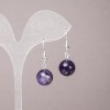Ohrringe aus Naturamethyst – glatte Kugel, Durchmesser ca. 12 mm, Länge ca. 33 mm