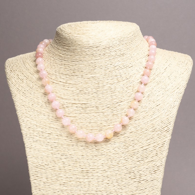 Kette aus getöntem Rosenquarz, glatte Perle, Durchmesser ca. 8 mm, Länge ca. 45 cm