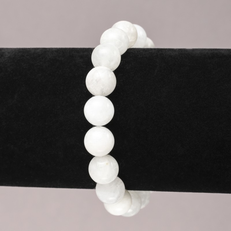 Armband aus Adular, glatte Kugeln, Durchmesser 10 mm+