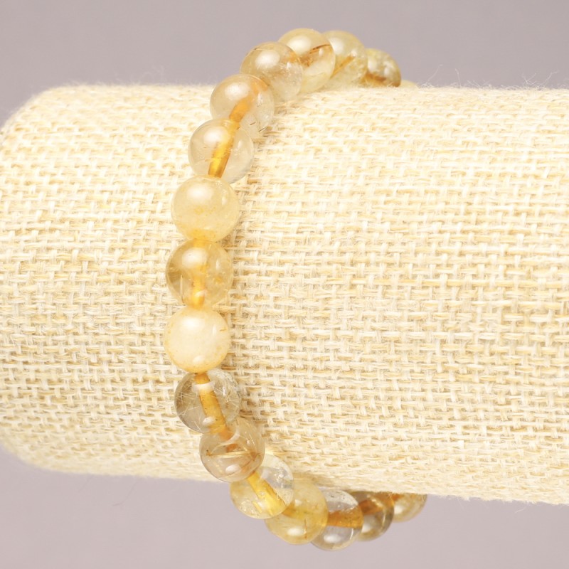 Elastisches Armband aus Natursteinen – Rutilquarz, glatte Kugeln, Durchmesser ca. 8 mm