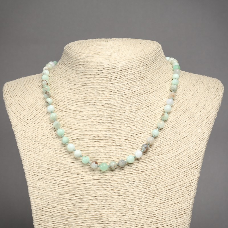 Larimar-Naturstein-Halskette mit glatten Kugeln, Durchmesser ca. 6 mm, Länge ca. 45 cm